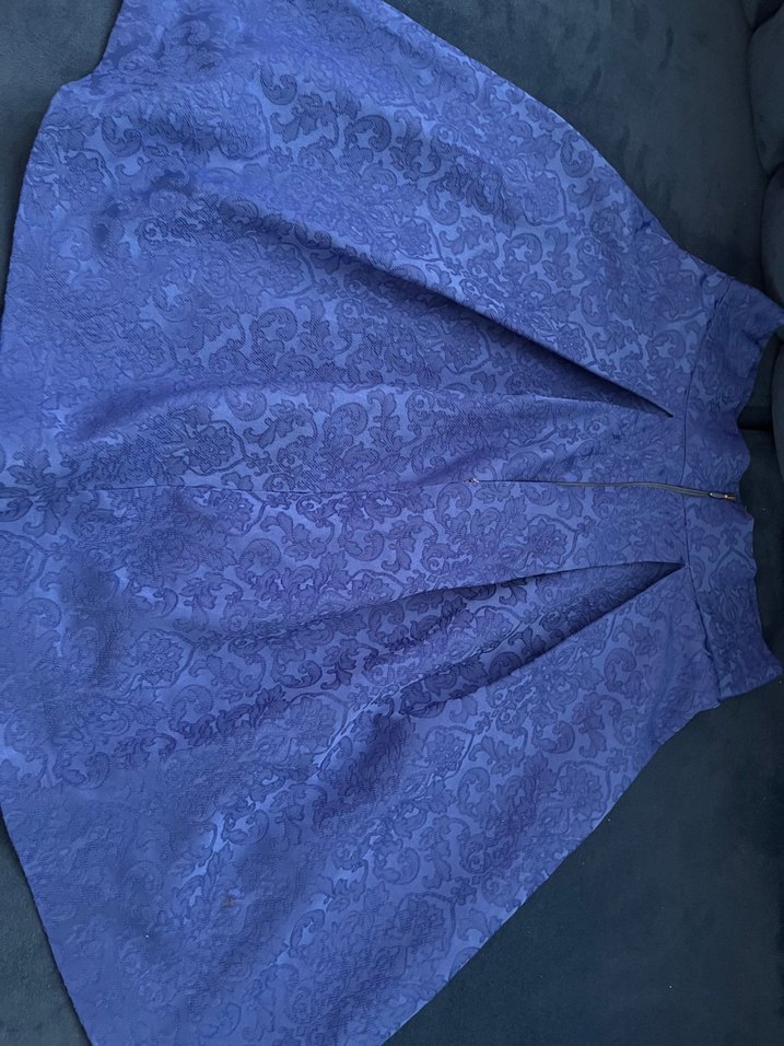 Lacivert Drapeli Midi Saten Etek - Görsel 3