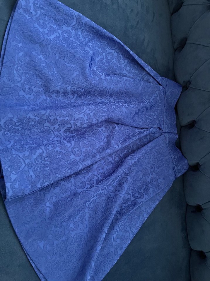 Lacivert Drapeli Midi Saten Etek - Görsel 2