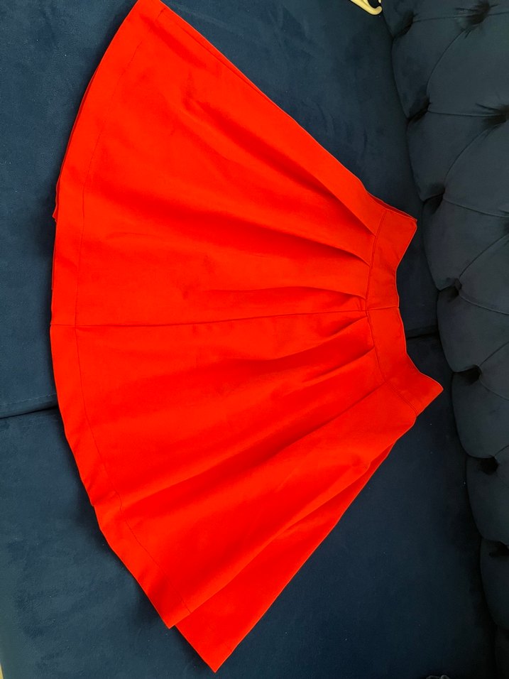 Kırmızı Pilili Midi Kadın Etek - Görsel 2