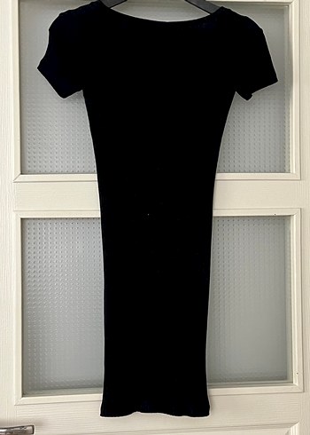 V Yaka Siyah Uzun Kollu Kadın Elbise - Görsel 3