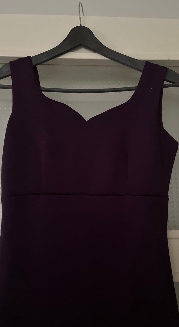 Mor V Yaka Kolsuz Midi Elbise - Görsel 2