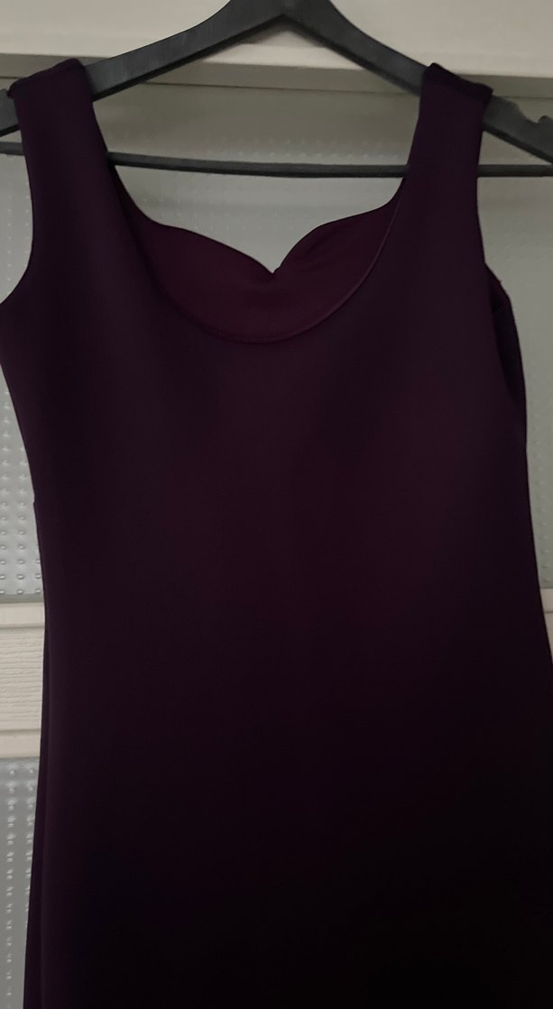 Mor V Yaka Kolsuz Midi Elbise - Görsel 4