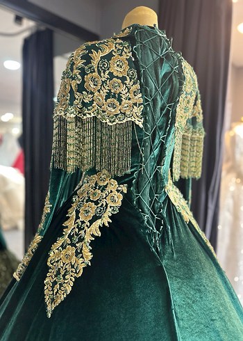 Uzun Turkuaz Nakışlı Kadın Kına Elbisesi - Görsel 7