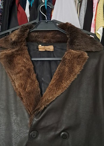 m Beden Zara markaKahverengi Kürklü Deri Erkek Ceket, Hırka