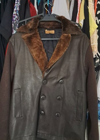 Zara markaKahverengi Kürklü Deri Erkek Ceket, Hırka