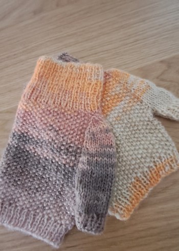 Elişi Örgü Kadın Eldiveni Bej ve Gri Tonlarında - Görsel 2