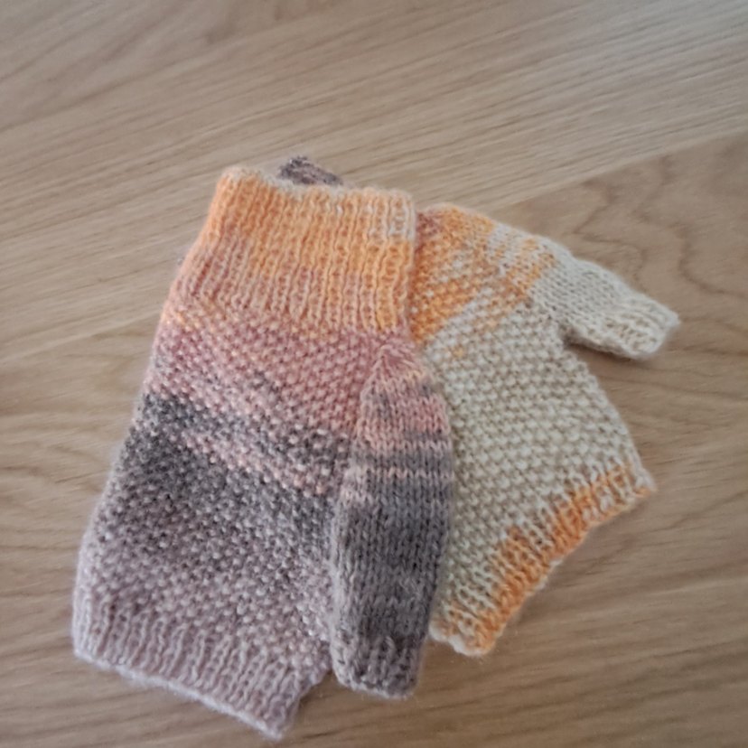 Elişi Örgü Kadın Eldiveni Bej ve Gri Tonlarında - Görsel 2