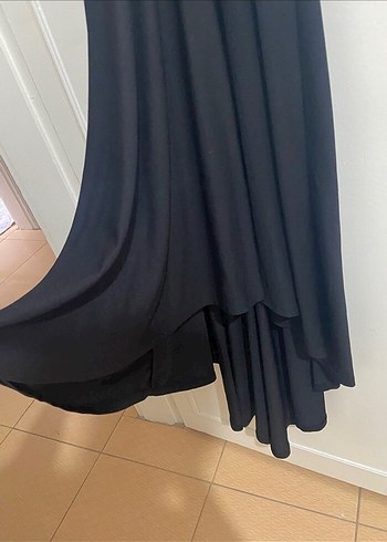 Siyah Uzun Drapeli Strappy Elbise - Görsel 4