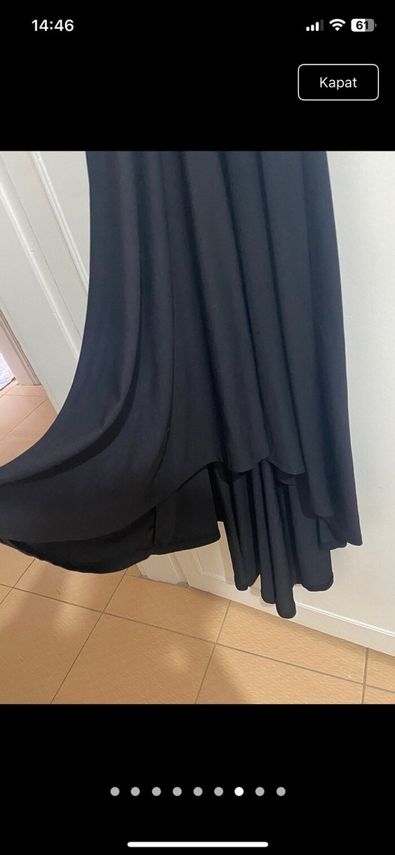 Siyah Uzun Drapeli Strappy Elbise - Görsel 4