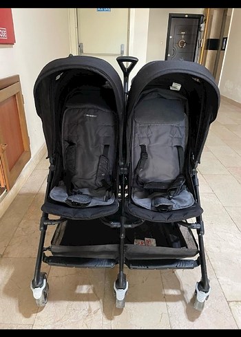 İkizler için Siyah Bebek Arabası - Görsel 4