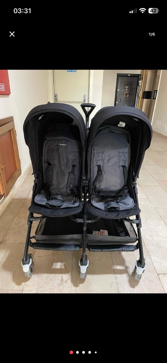 İkizler için Siyah Bebek Arabası - Görsel 4