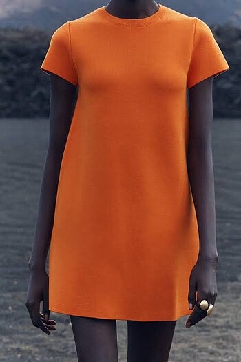 Zara Turuncu Elbise - Görsel 5