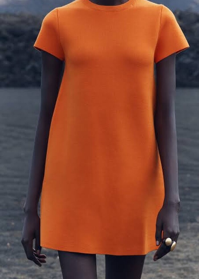 Zara Turuncu Elbise - Görsel 5