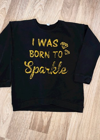 Defacto Altin İsiltili Siyah Cocuk Sweatshirt