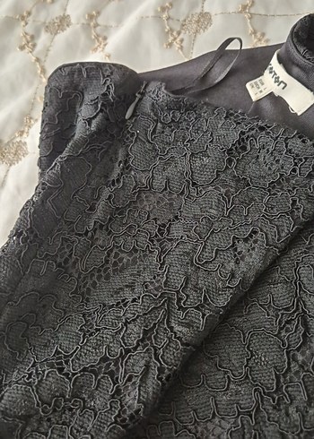 Dantel Detaylı Siyah Midi  Etek - Görsel 5