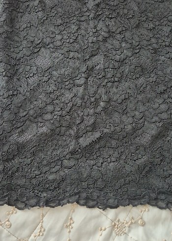 Dantel Detaylı Siyah Midi  Etek - Görsel 2