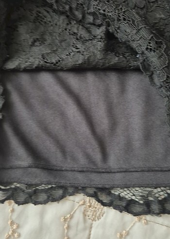 Dantel Detaylı Siyah Midi  Etek - Görsel 6