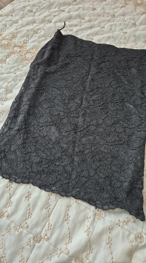 Dantel Detaylı Siyah Midi  Etek - Görsel 4