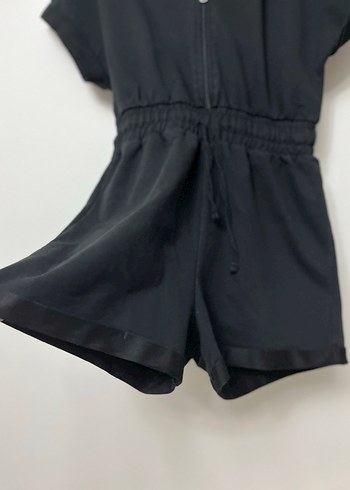 Siyah beli büzgülü  Kadın Midi Tulum - Görsel 2