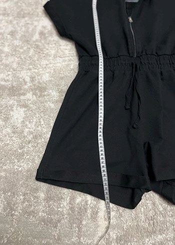 Siyah beli büzgülü  Kadın Midi Tulum - Görsel 3