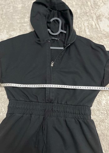 Siyah beli büzgülü  Kadın Midi Tulum - Görsel 7