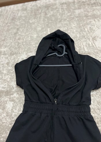 Siyah beli büzgülü  Kadın Midi Tulum - Görsel 10