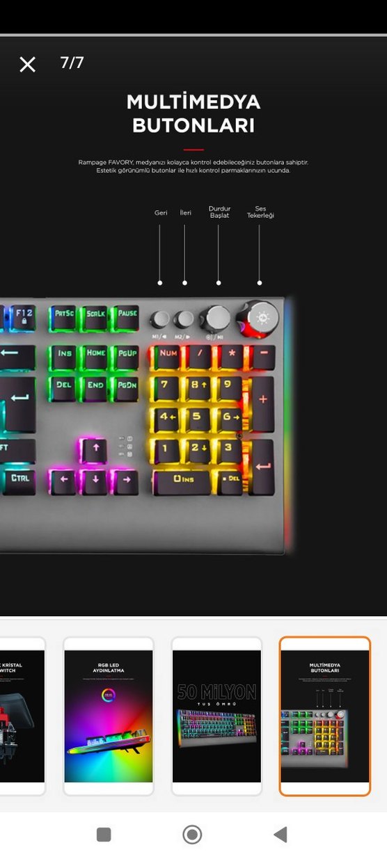 Rampage Kb-r210 Favorv Rainbow Aydınlatmalı Klavye - Görsel 2