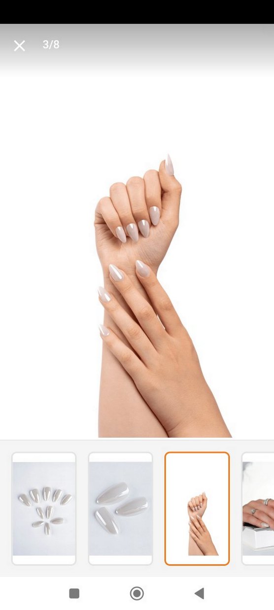 Gri Beyaz Parlak Takma Tırnak Seti - Görsel 2