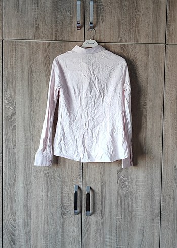 Pembe Keten Uzun Kollu Kadın Gömlek - Görsel 4