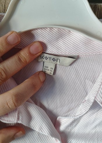 Pembe Keten Uzun Kollu Kadın Gömlek - Görsel 3