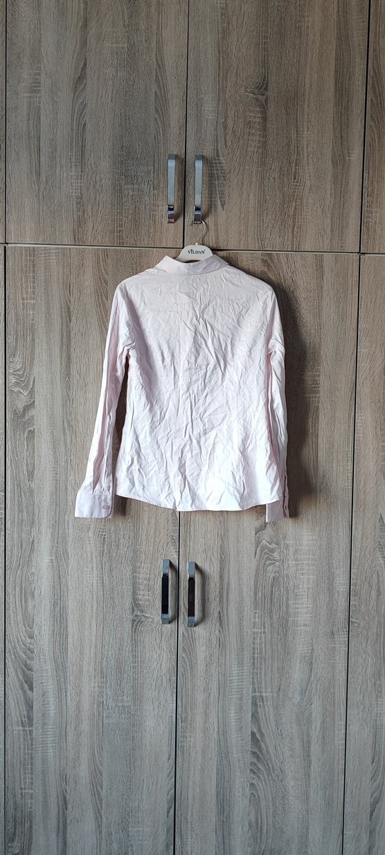 Pembe Keten Uzun Kollu Kadın Gömlek - Görsel 4