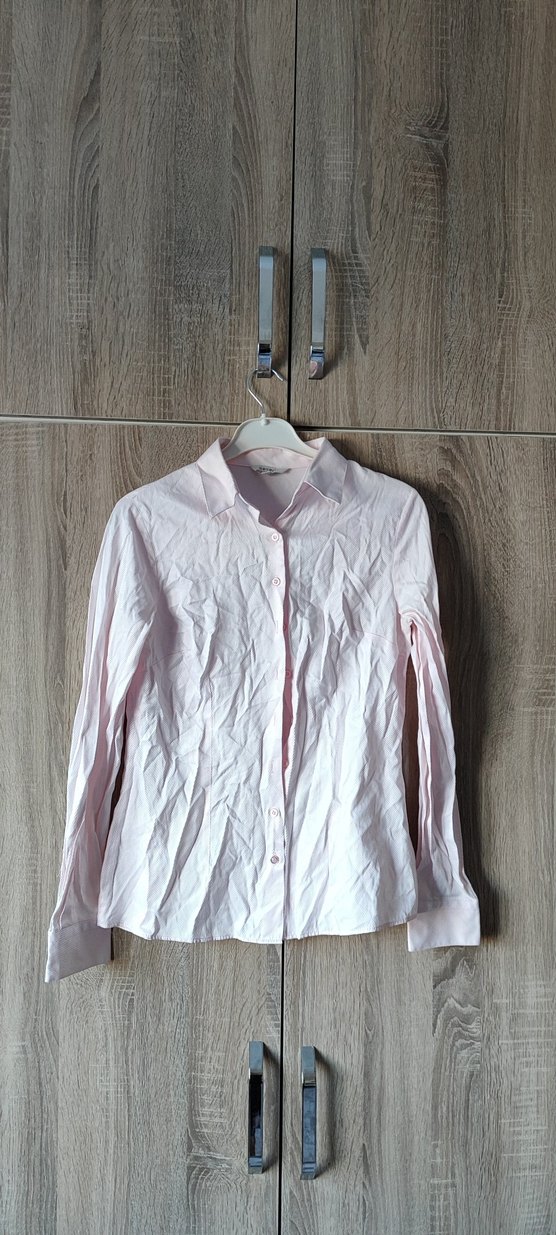 Pembe Keten Uzun Kollu Kadın Gömlek - Görsel 2