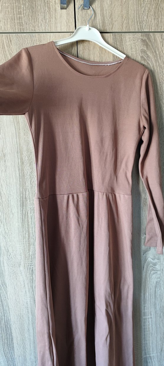 Bej Uzun Kollu Salaş Kadın Elbise - Görsel 2