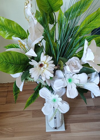 Beyaz Dekoratif Çiçek Aranjmanı - Görsel 4