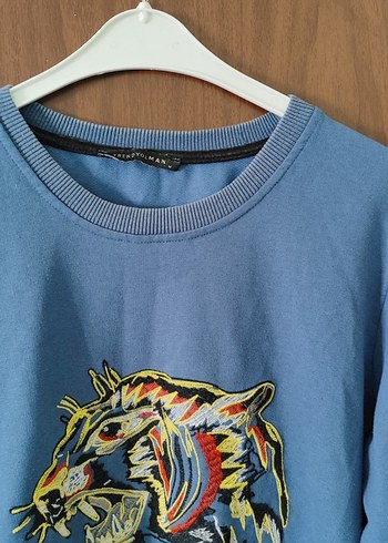 Mavi Baskılı Uzun Kollu unisex Sweatshirt - Görsel 3