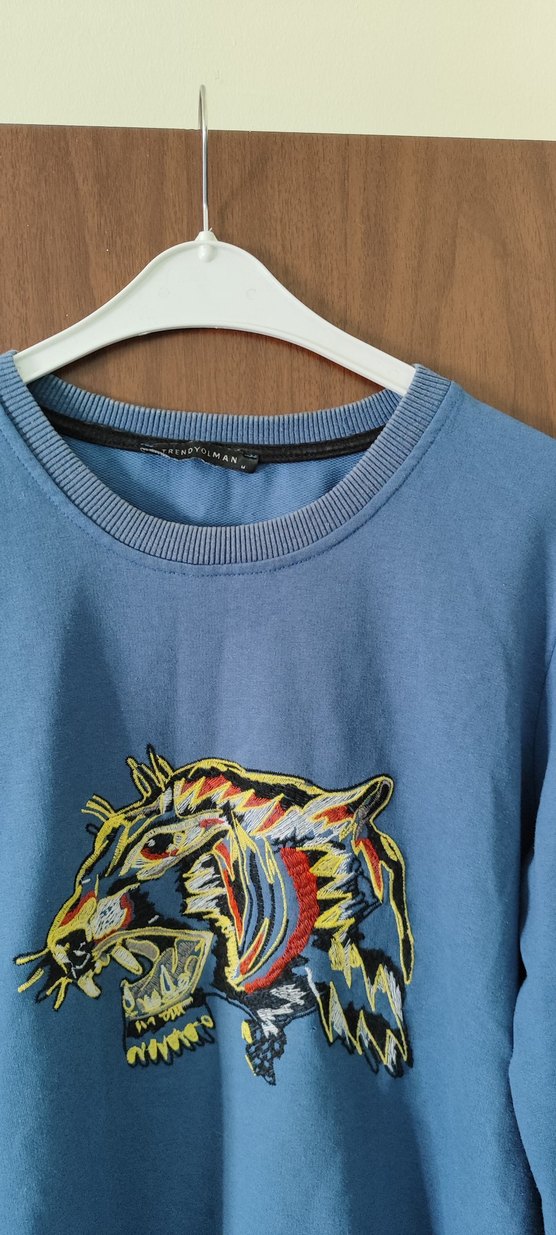 Mavi Baskılı Uzun Kollu unisex Sweatshirt - Görsel 3