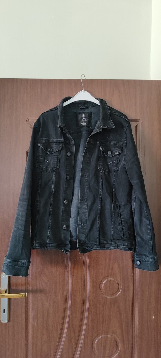 Siyah erkek Denim Ceket Düğmeli - Görsel 2