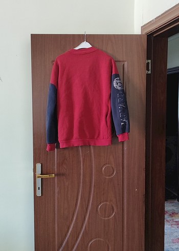 Koyu Kırmızı Düğmeli Erkek Sweatshirt - Görsel 4