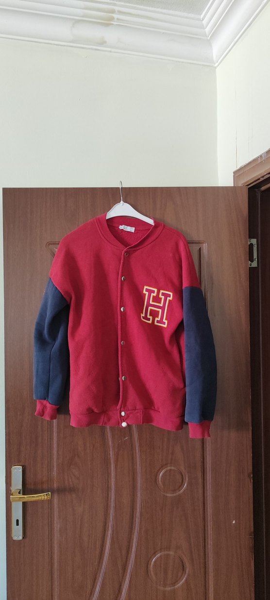 Koyu Kırmızı Düğmeli Erkek Sweatshirt - Görsel 2