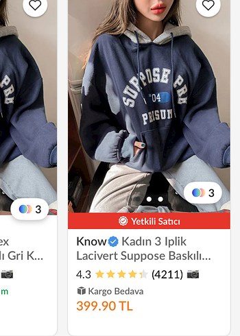 Kadın Mavi Kapüşonlu Rahat Sweatshirt - Görsel 5
