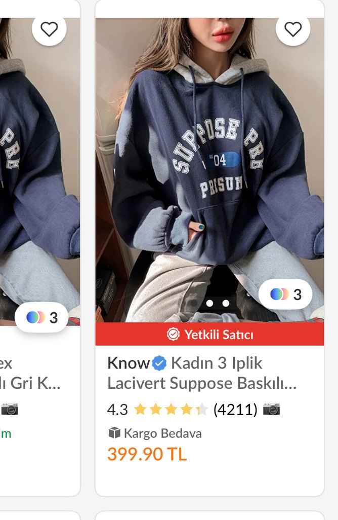 Kadın Mavi Kapüşonlu Rahat Sweatshirt - Görsel 5