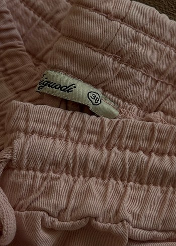 Toz Pembe Kadın Keten Rahat Kesim Pantolon - Görsel 2