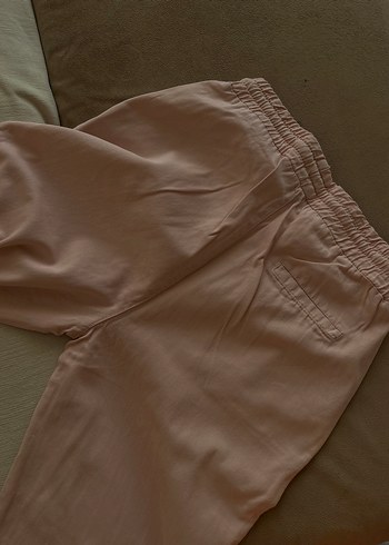 Toz Pembe Kadın Keten Rahat Kesim Pantolon - Görsel 6