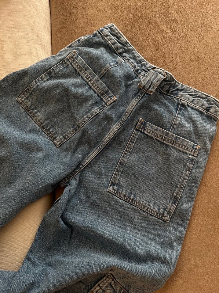 Kadın Bol Kesim Kot Pantolon - Görsel 4