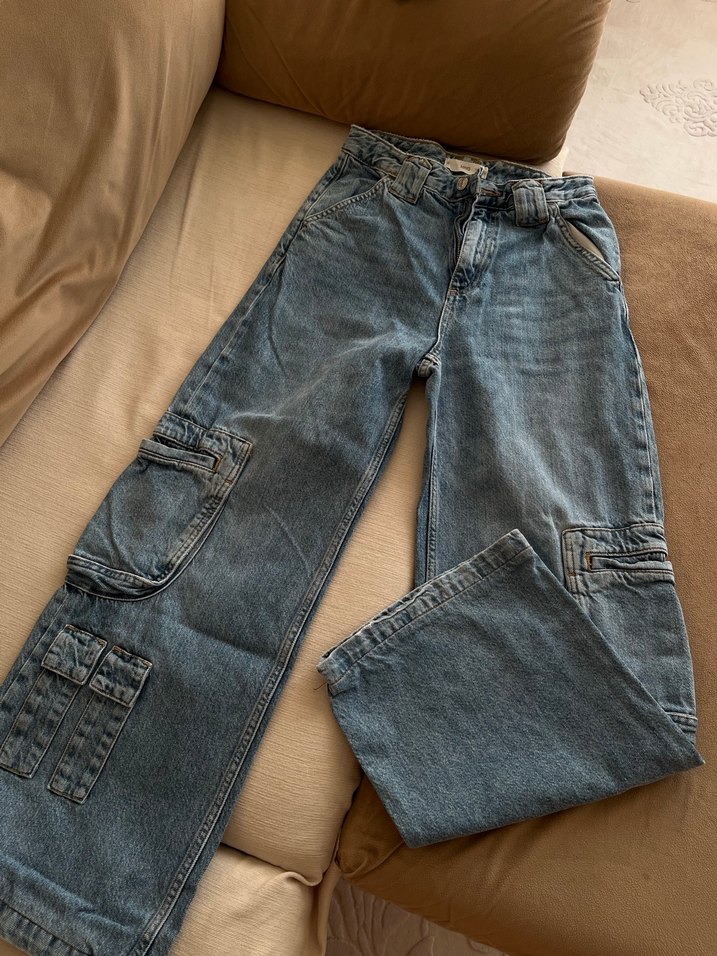 Kadın Bol Kesim Kot Pantolon - Görsel 2