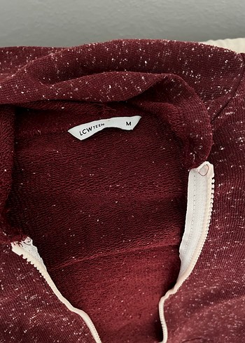 Bordo Fermuarlı Hırka - Görsel 2