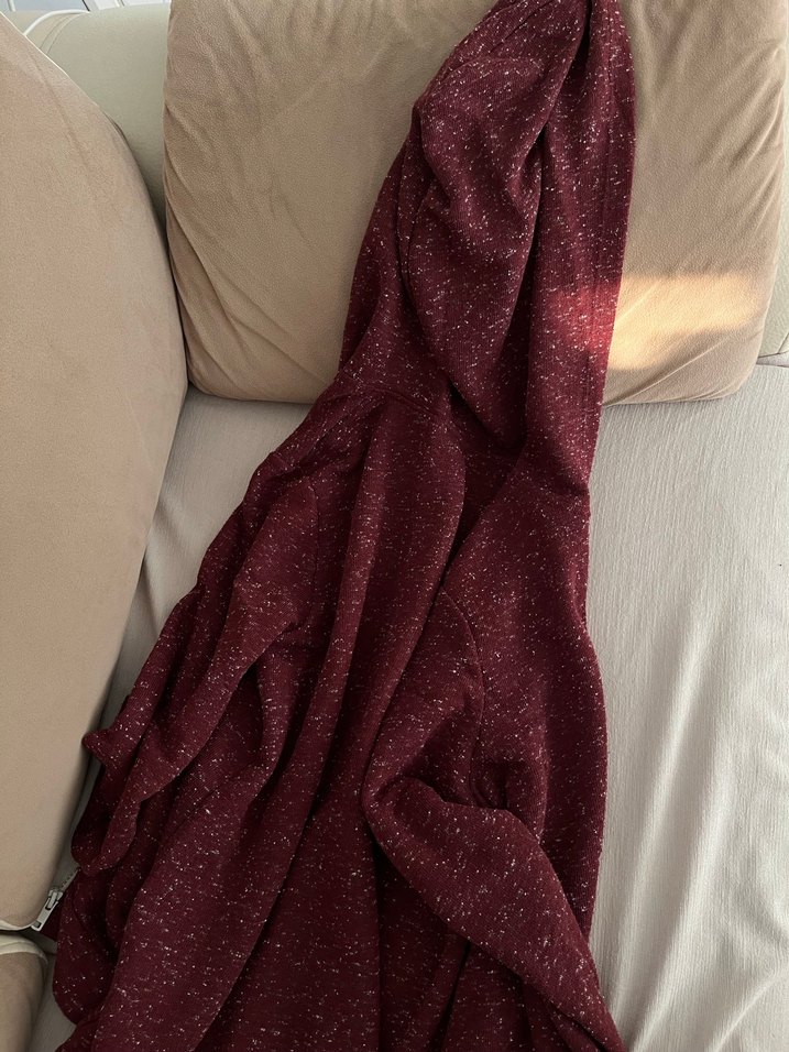 Bordo Fermuarlı Hırka - Görsel 4