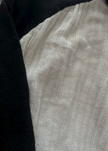 Siyah Beyaz Örgü Kadın Kazak - Görsel 3