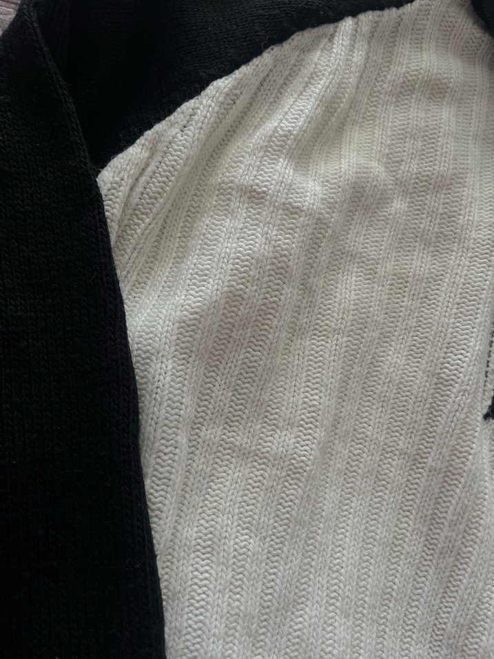 Siyah Beyaz Örgü Kadın Kazak - Görsel 3