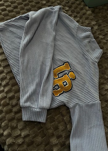 Gri Baskılı Örgü Kadın Sweatshirt - Görsel 3